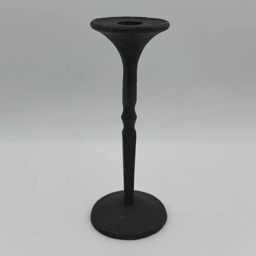 Vintage Mid Century Modern Cast Iron Candlestick Minimalist Brutalist Art‎ Decor